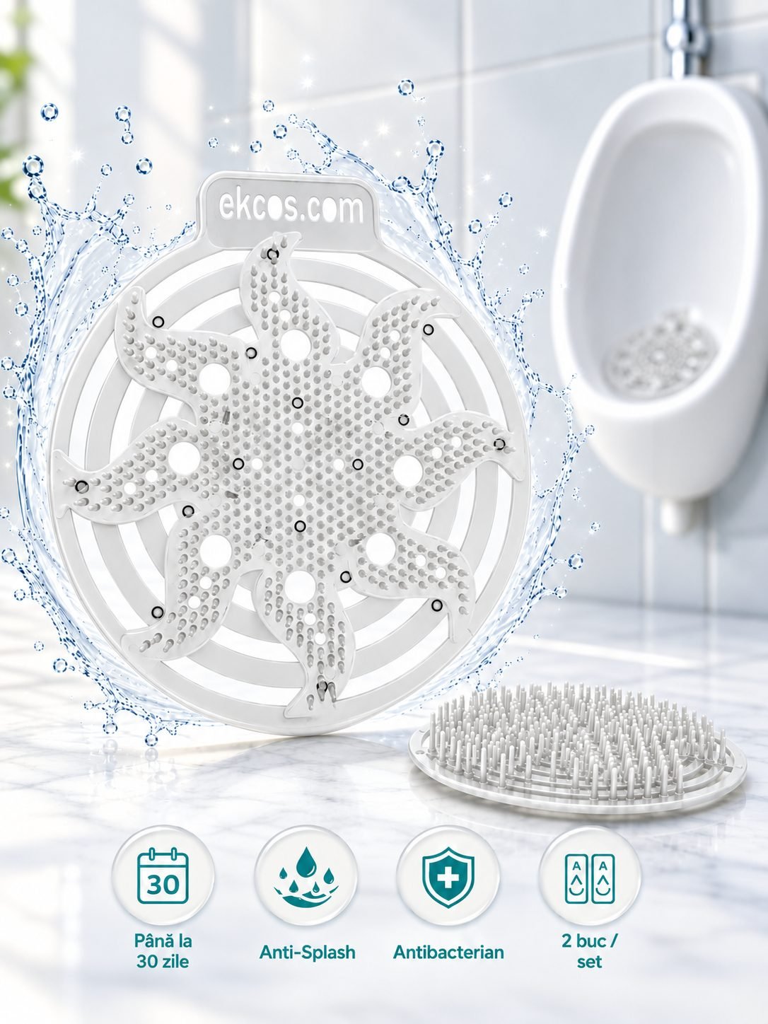 EKCOS® Power Screen Tropical - 2 Site Odorizante Profesionale pt Pisoar, anti stropire, antibacteriene, antimicrobiene