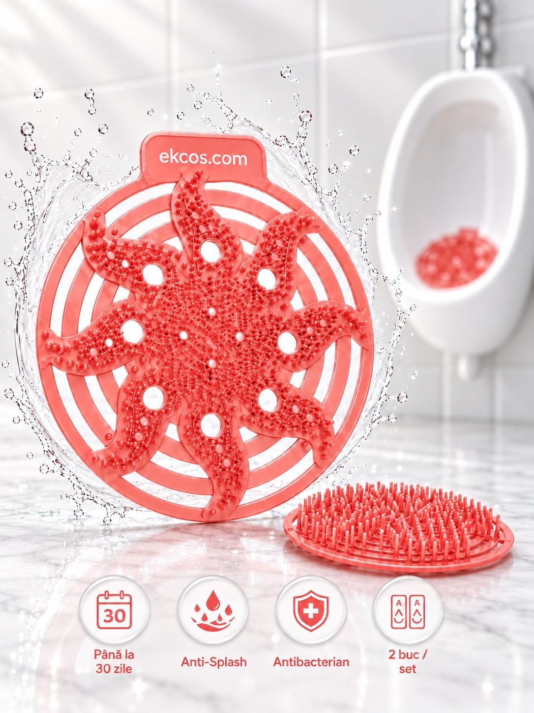 EKCOS® Power Screen Melon - 2 Site Odorizante Profesionale pt Pisoar, anti stropire, antibacteriene, antimicrobiene