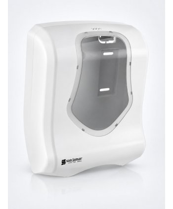 Dispenser Profesional Prosoape de Hârtie Pliate San Jamar® SUMMIT – Alb & Transparent, Eficiență și Igienă Fără Contact