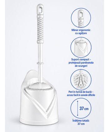 Perie WC cu Suport din Plastic – Design Compact, Poziționare Pardoseală, Ușoară și Practică pentru Utilizare Zilnică