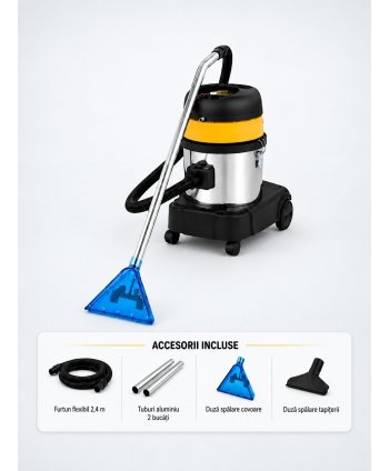 Aspirator profesional injecție-extracție ArliTech® 20CC Inox – Curățenie Profesională pentru Covoare și Tapițerii