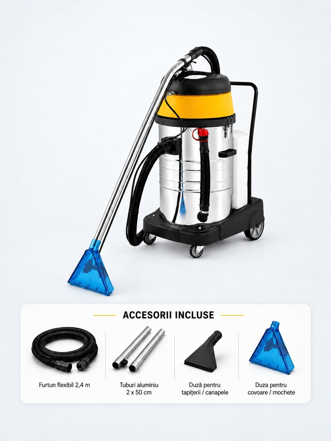 Aspirator profesional injecție-extracție ArliTech® 60CC – Putere 2400W, Performanță Avansată pentru Curățare Profundă