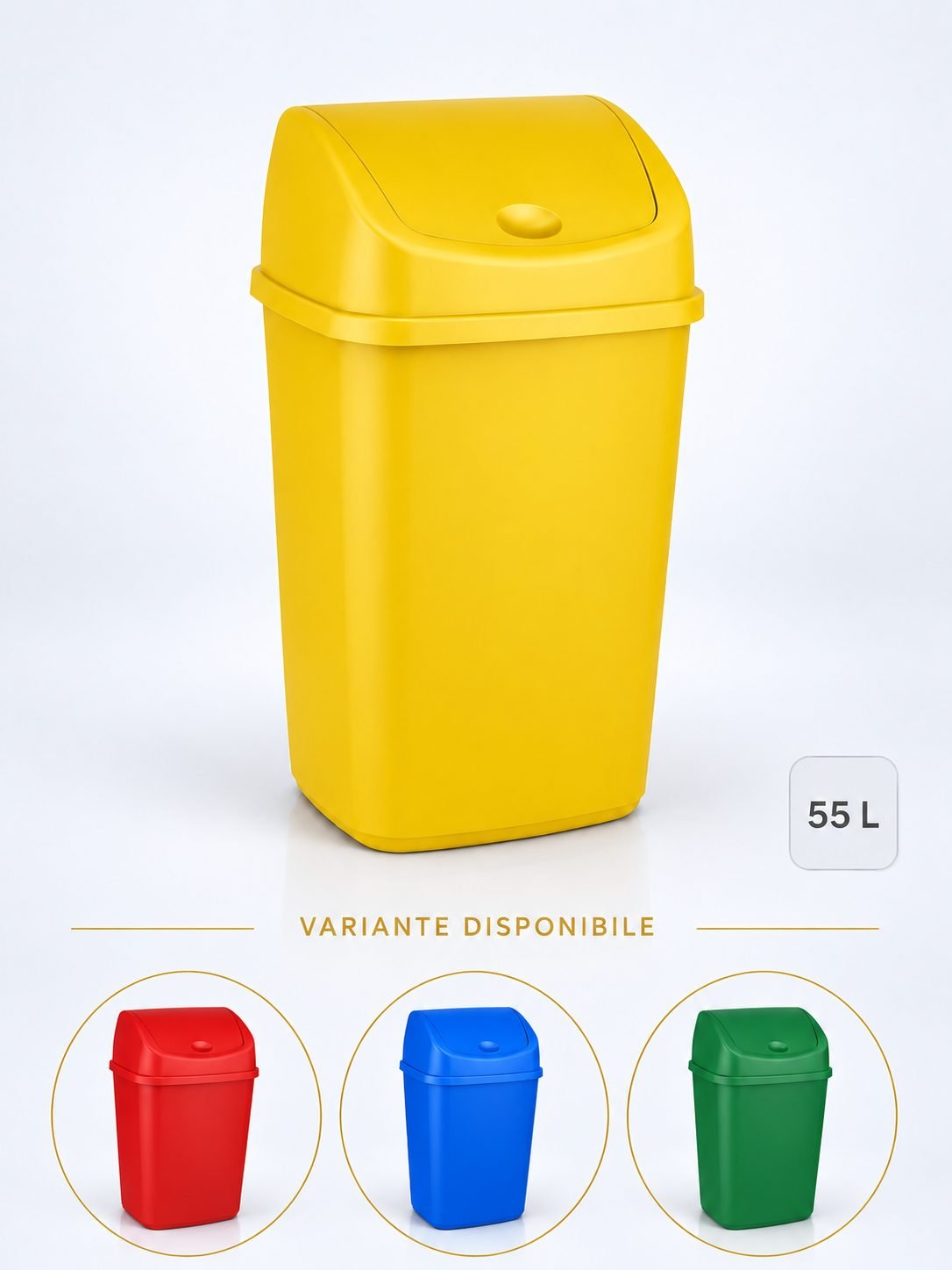 Cos de gunoi pt colectare selectiva deseuri din plastic, 55 litri, capac batant