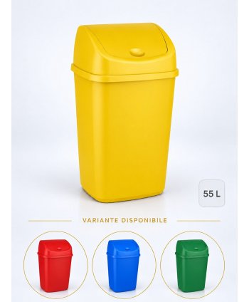 Cos de gunoi pt colectare selectiva deseuri din plastic, 55 litri, capac batant