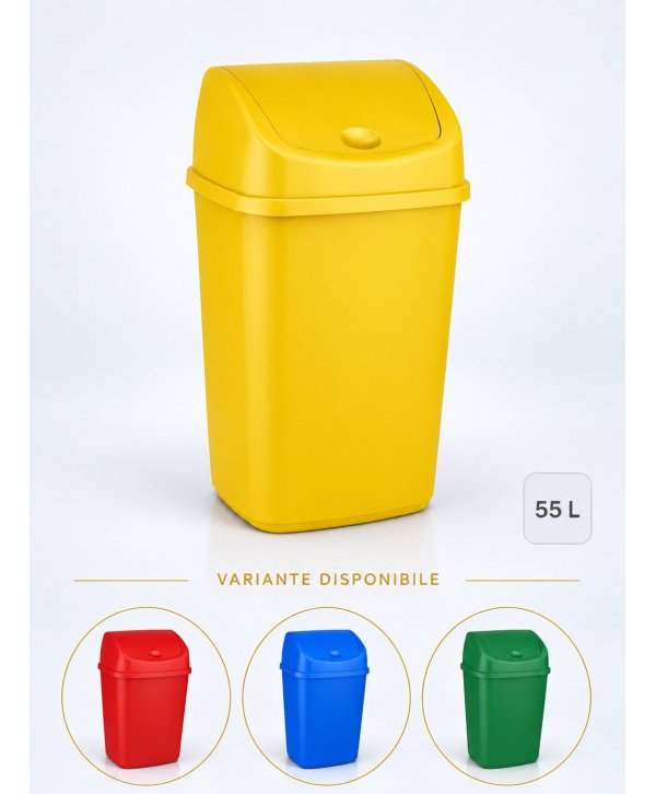 Cos de gunoi pt colectare selectiva deseuri din plastic, 55 litri, capac batant