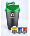 Cos de gunoi pt colectare selectiva deseuri din sticla, 60 litri, capac batant + 10 saci verzi ArliSoft 120 litri