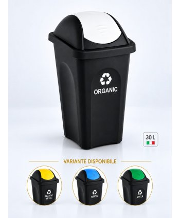 Coș de gunoi pt colectare selectiva deseuri organice, 30 litri, capac batant