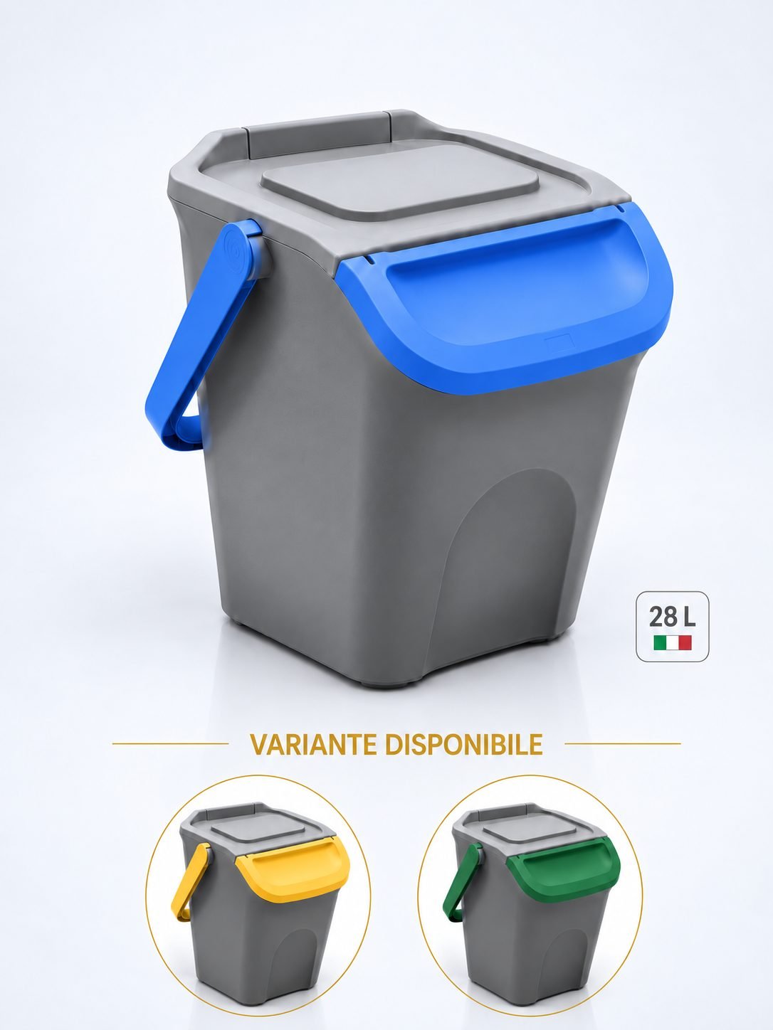 Coș de Gunoi Stivuibil 28 L pentru Colectare Selectivă – Albastru