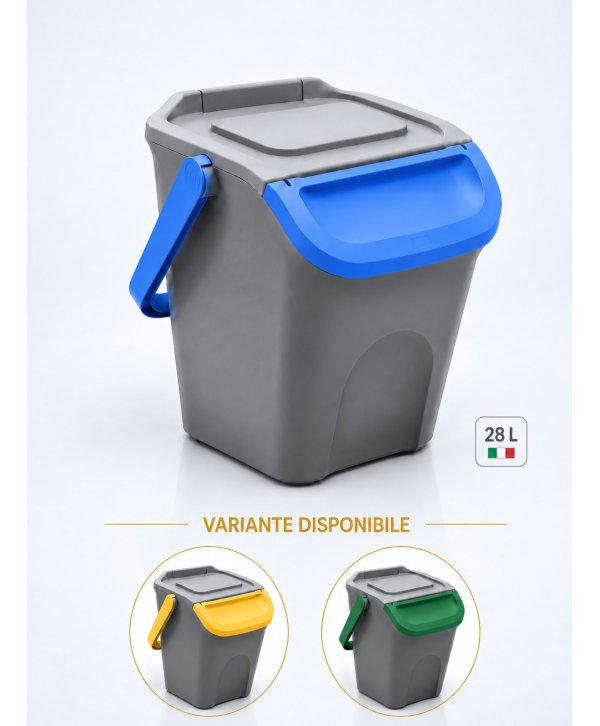 Coș de Gunoi Stivuibil 28 L pentru Colectare Selectivă – Albastru Coș de Gunoi Stivuibil 28 L pentru Colectare Selectivă – Albastru