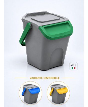 Coș de Gunoi Stivuibil 28 L pentru Colectare Selectivă – Verde