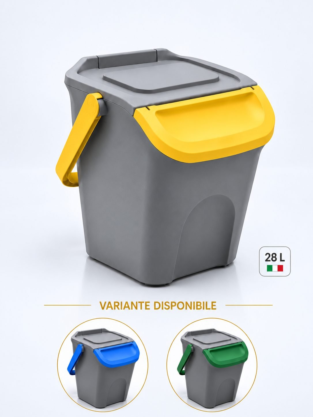 Coș de Gunoi Stivuibil 28 L pentru Colectare Selectivă - Galben