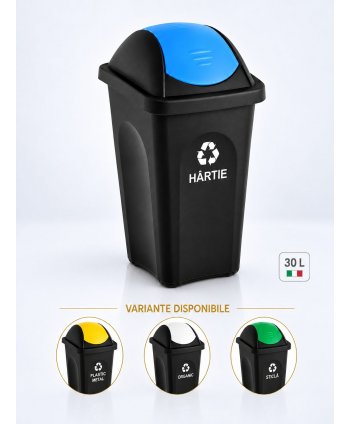 Coș de gunoi pt colectare selectiva deseuri din hartie, 30 litri, capac batant