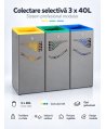 Coș Gunoi Selectiv 3 x 40L Ultra Rezistent la Vandalism, Intemperii și Coroziune, Garantie 10 ani