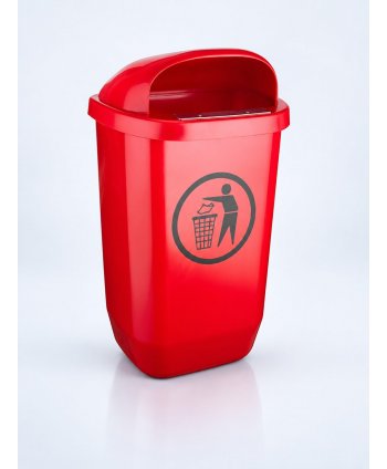 Coș de Gunoi Stradal Roșu 50L – Ideal Pentru Colectare Selectivă Deșeuri Menajere / Organice