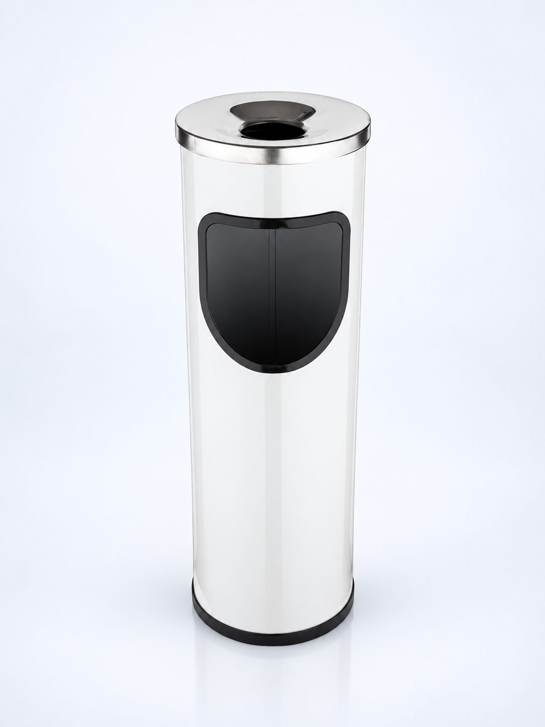 Coș de Gunoi Exterior cu Scrumieră Integrată, volum 25L – Gri Inox, Rezistent la Intemperii și Vandalism, Jofel Premium