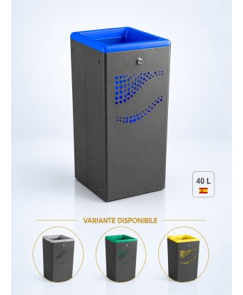Cos gunoi pentru interior / exterior antivandal, rezistent la intemperii, 10 ani garantie, inchidere cu cheie, albastru, Jofel