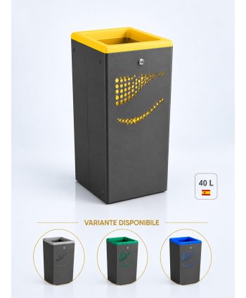 Cos gunoi pentru interior / exterior antivandal, rezistent la intemperii, 10 ani garantie, inchidere cu cheie, galben, Jofel