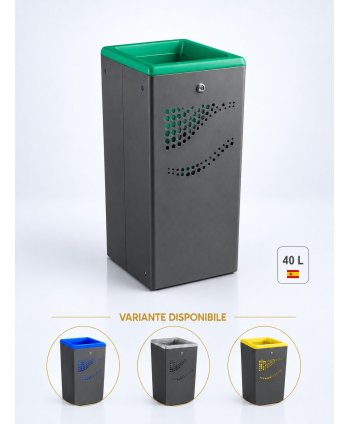 Cos gunoi pentru interior / exterior antivandal, rezistent la intemperii, 10 ani garantie, inchidere cu cheie, verde, Jofel