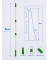Mâner telescopic profesional din aluminiu, 6 m, 3 segmente x 2 m – filet universal