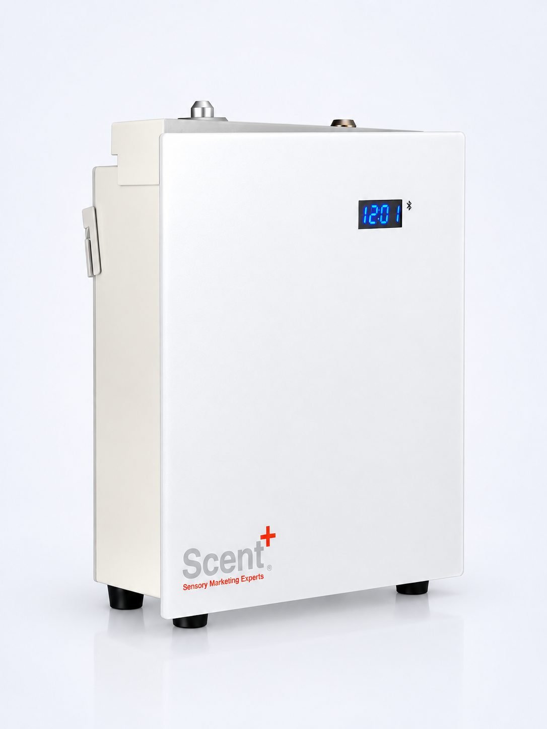 Aparat odorizant ulei esential, acoperire 700 mp, priza, app, bluetooth, instalatie HVAC, atomizor aluminiu, alb, ScentPlus 700