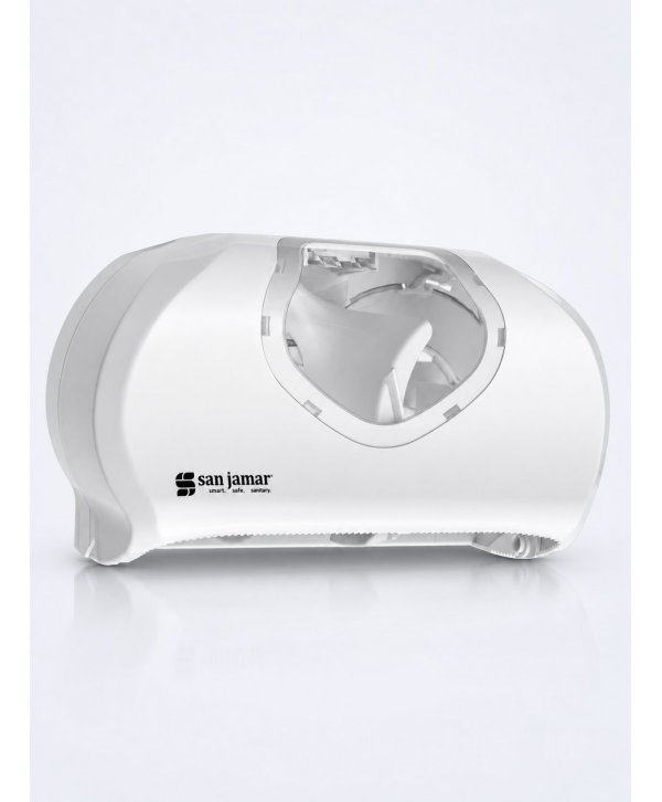 Dispenser Profesional Hârtie Igienică 2 Role (max 14 cm) San Jamar® SUMMIT – Model Versatwin Alb cu Inserții Transparente Dispenser Profesional Hârtie Igienică 2 Role (max 14 cm) San Jamar® SUMMIT – Model Versatwin Alb cu Inserții Transparente
