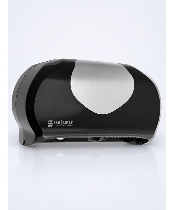 Dispenser Profesional de Hârtie Igienică 2 Role (max 14 cm) San Jamar Summit Versatwin Negru cu Inserții Cromate