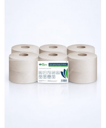Hârtie Igienică Jumbo, ArliSoft® Eco Nature, 100% reciclata, 1 str, 350 grame, 93 metri, 12 role/box