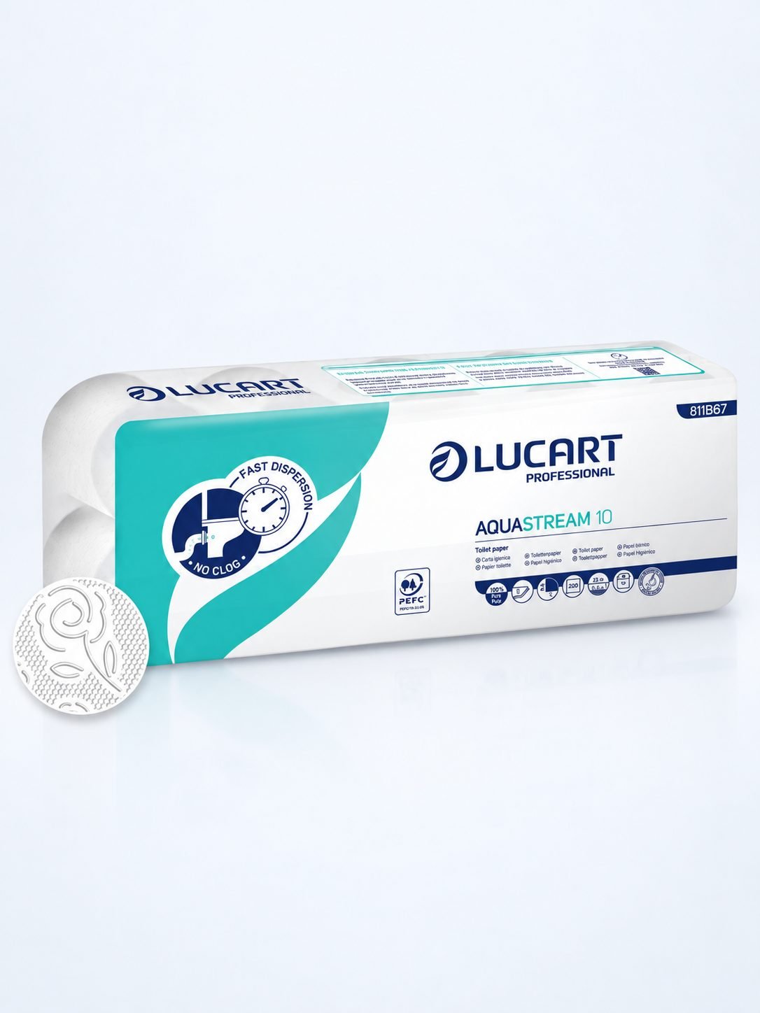 Hârtie Igienică Lucart AquaStream - 10 role/box – Dizolvare in 7 Secunde - Soluția Revoluționară care NU Infundă Toaleta!