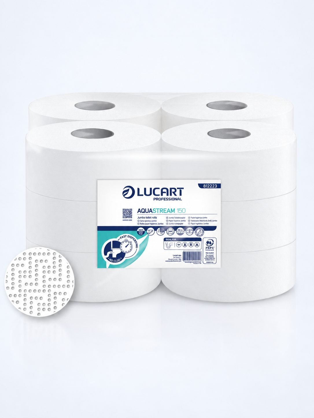 Hârtie Igienică Lucart AquaStream - 12 role/box – Dizolvare in 7 Secunde - Soluția Revoluționară care NU Infundă Toaleta!