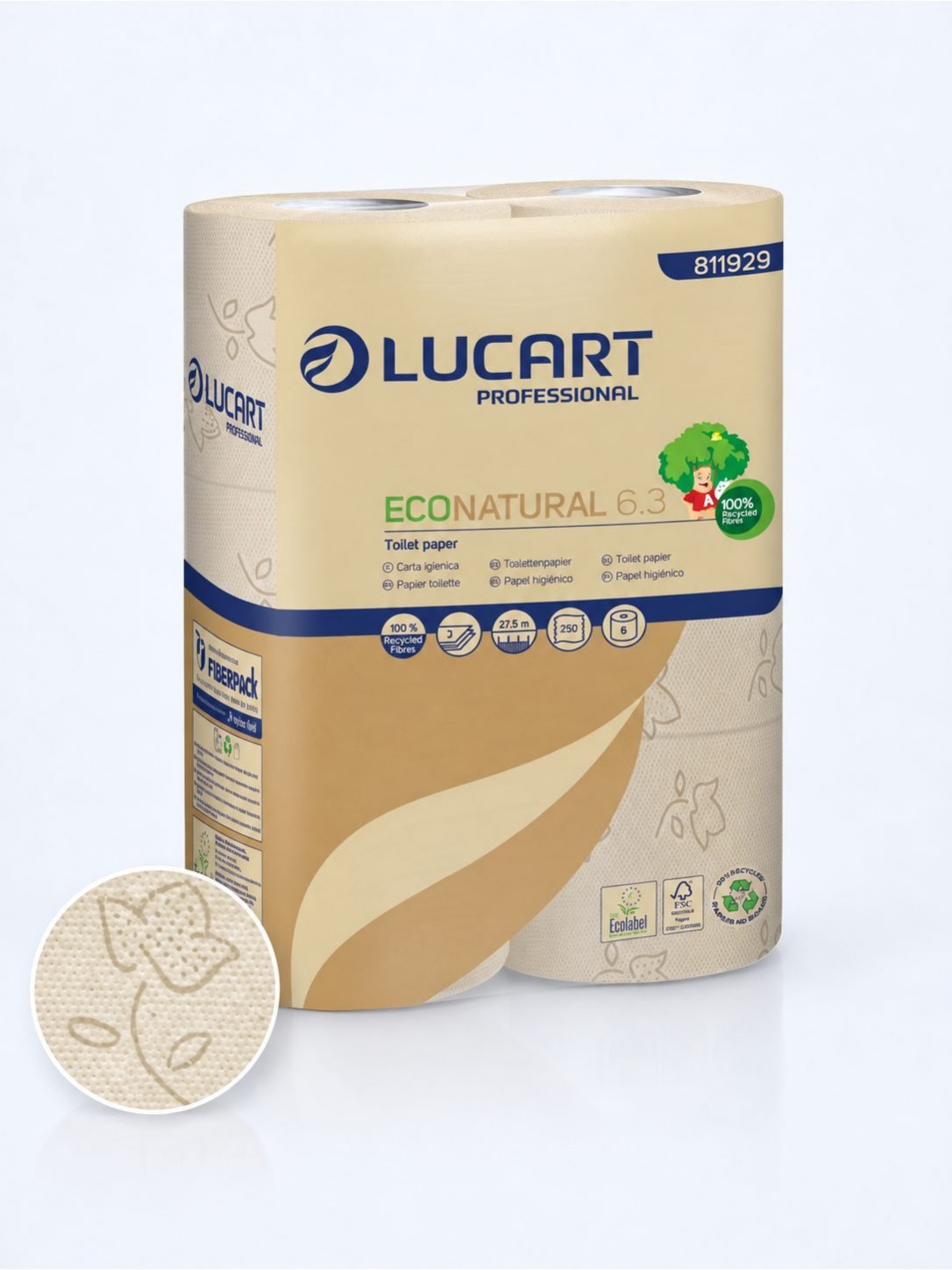 Hârtie Igienică in 3 Straturi, EcoNatural (1500 utilizari) - 6 role/box - Natura câștigă un copac la fiecare 43 box