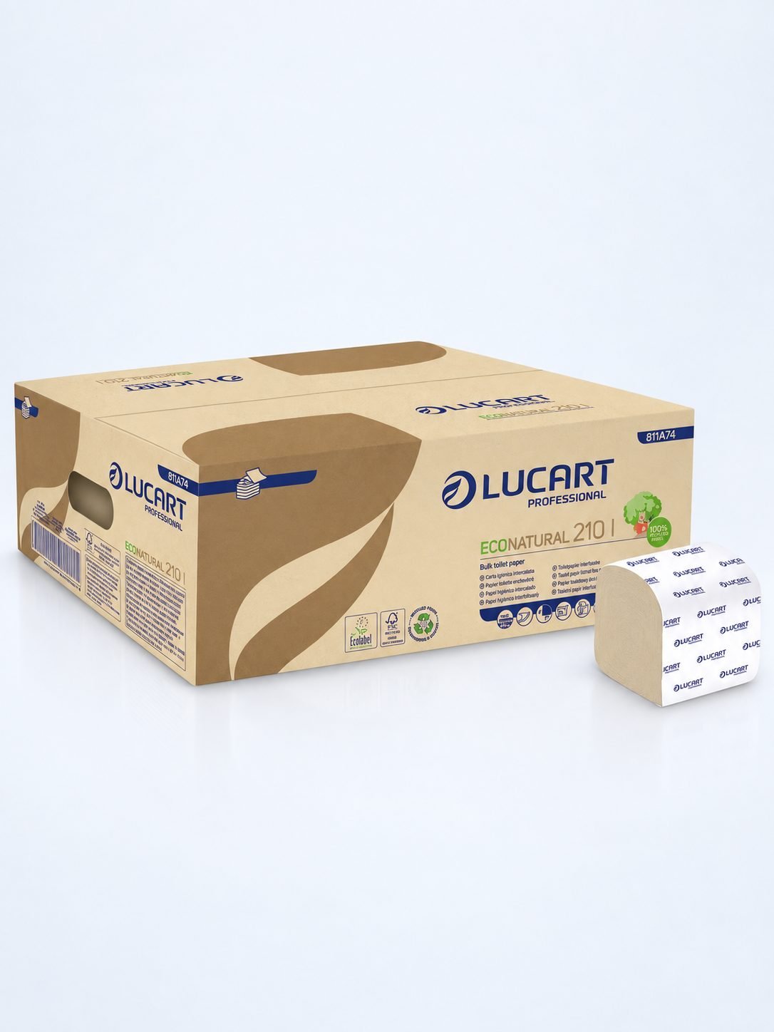 Hârtie Igienică Pliată EcoNatural (8400 servetele) - 40 pachete/box - Natura câștigă un copac la fiecare 8 box