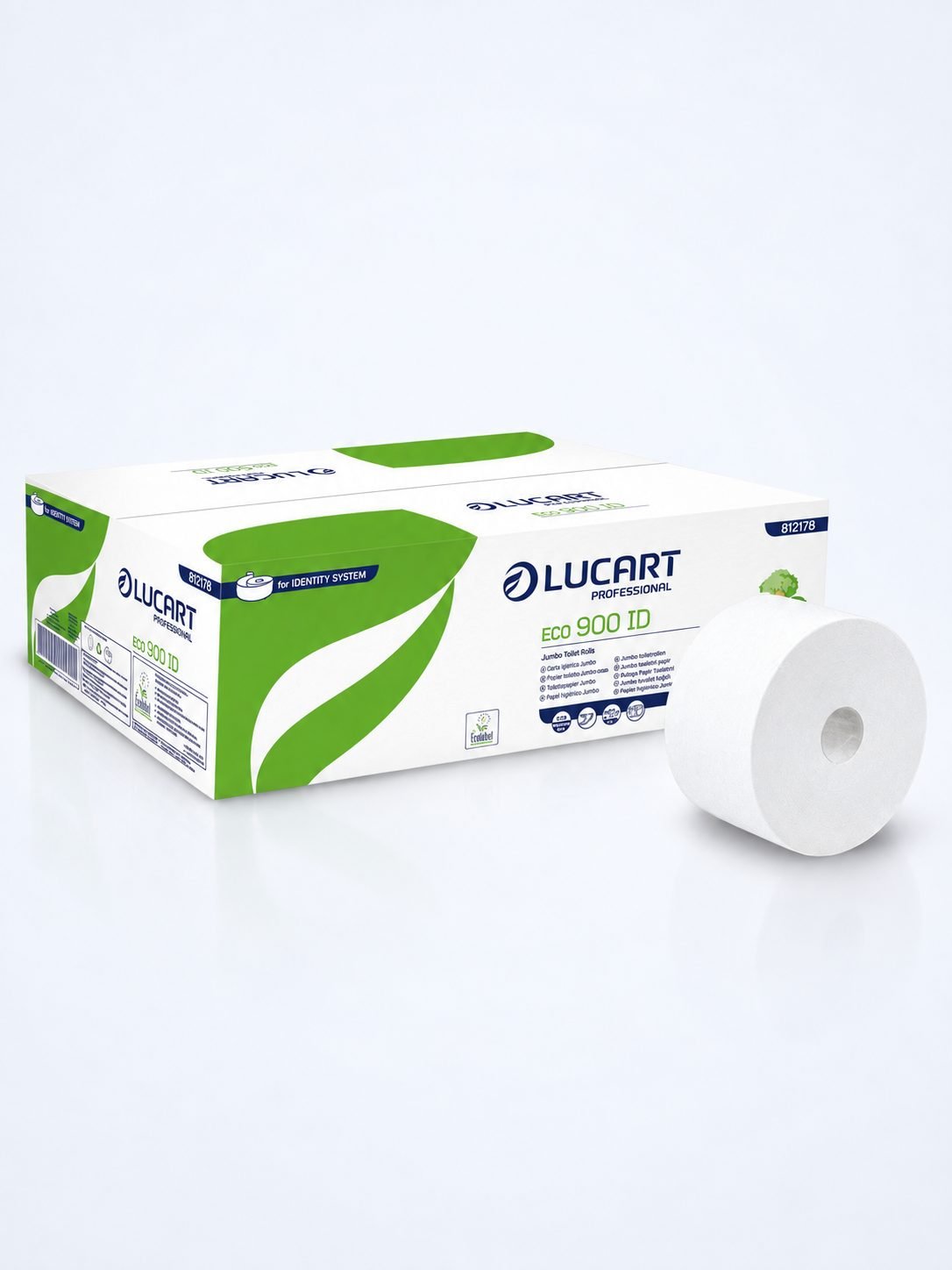 Hârtie Igienică Jumbo Lucart Identity Eco (10.800 utilizări) - 12 role/box – Alegerea Sustenabilă pentru Trafic Ridicat