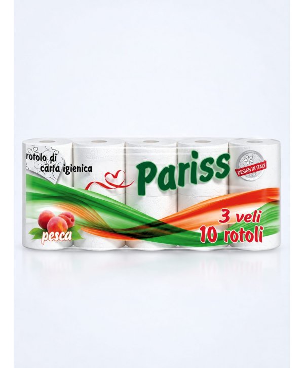 Hârtie Igienică Pariss - 3 Straturi | 100% Celuloză | 10 Role | Parfum de Piersică