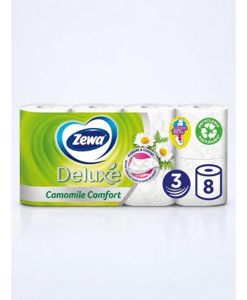 Hârtie Igienică Zewa Deluxe Camomile Comfort - 8 role/box – Delicatețe și Protecție Pentru Pielea Ta