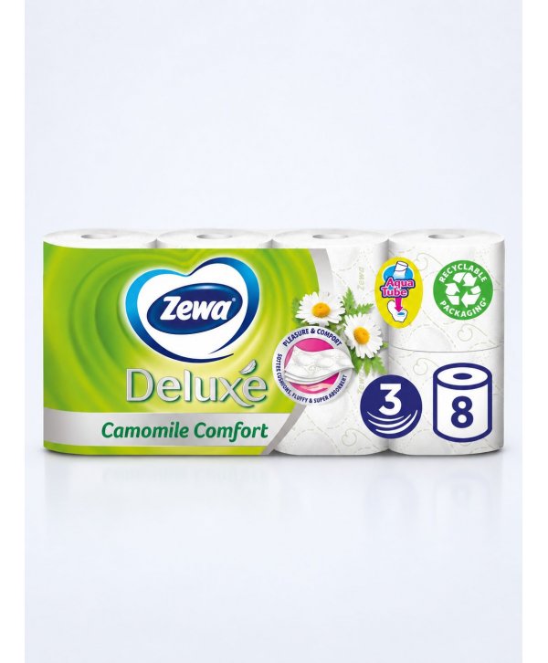 Hârtie Igienică Zewa Deluxe Camomile Comfort - 8 role/box – Delicatețe și Protecție Pentru Pielea Ta Hârtie Igienică Zewa Deluxe Camomile Comfort - 8 role/box – Delicatețe și Protecție Pentru Pielea Ta