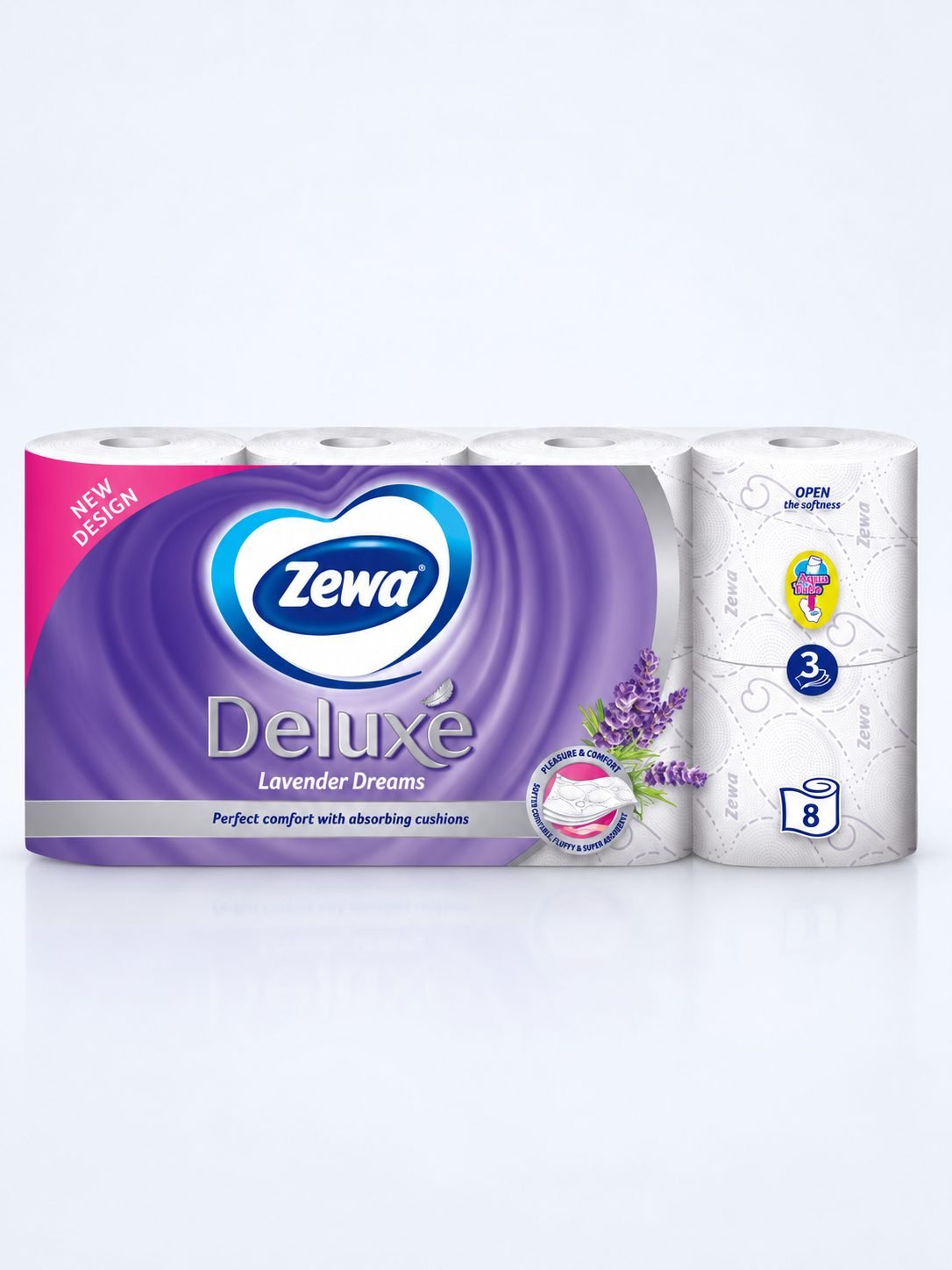 Hârtie Igienică Zewa Deluxe Lavender Dreams - 8 role/box – Moale, Parfumată și Sustenabilă