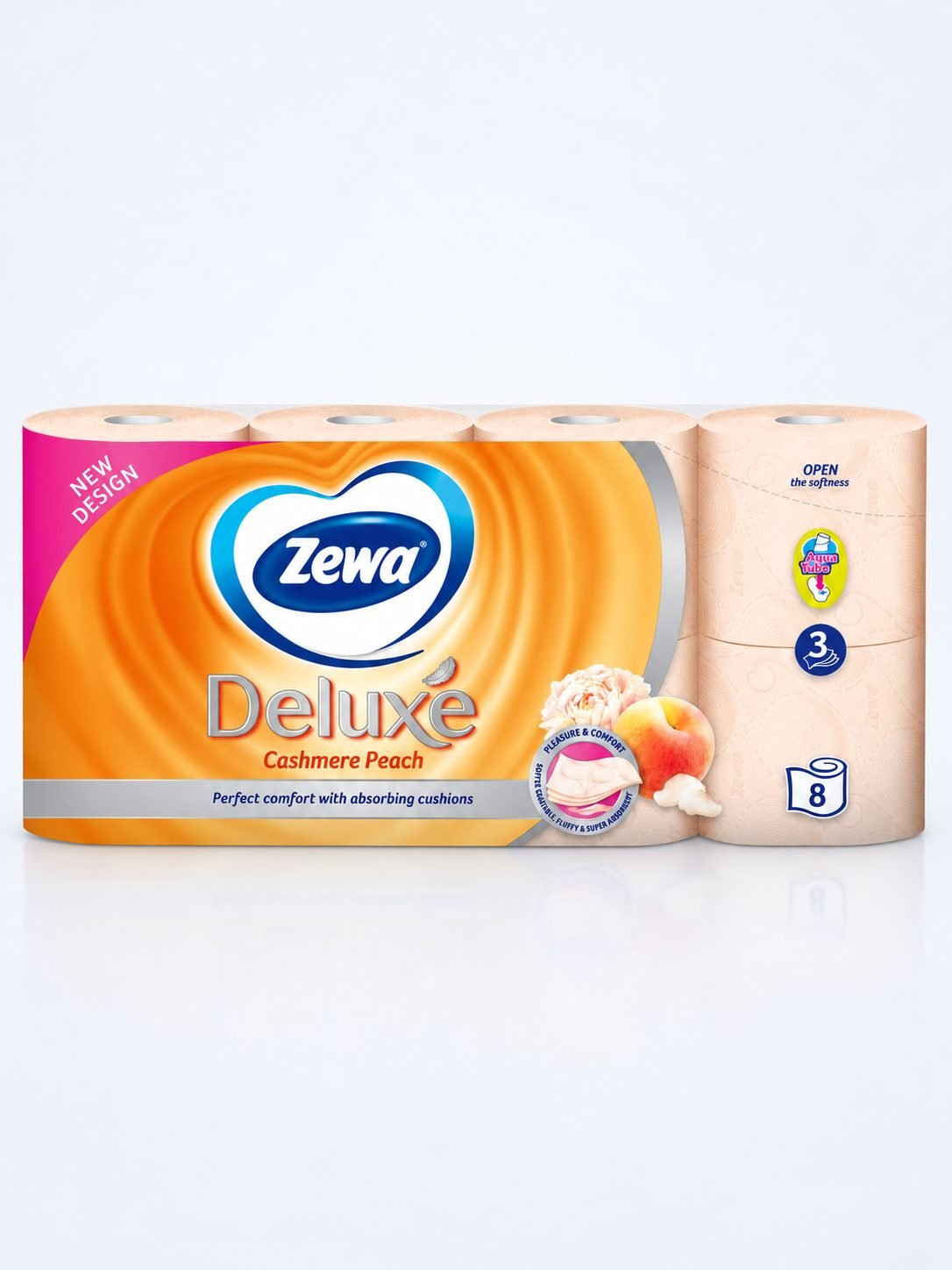 Hârtie Igienică Zewa Deluxe Cashmere Peach - 8 role/box – Finețe și Protecție la Fiecare Utilizare