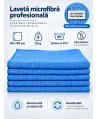 Pachet 5 lavete microfibră PREMIUM PROFESSIONAL 40×40 cm, 53 g – Albastru pentru Spații Administrative și Zone Comune