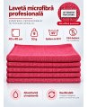 Pachet 5 lavete microfibră PREMIUM PROFESSIONAL 40×40 cm, 53 g – Roșu pentru Toalete și Zone de Deșeuri