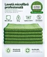 Pachet 5 lavete microfibră PREMIUM PROFESSIONAL 40×40 cm, 53 g – Verde pt Zone de Preparare / Servire Alimente