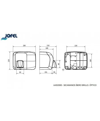 Uscator de maini si par Jofel Ibero inox – pentru zone umede