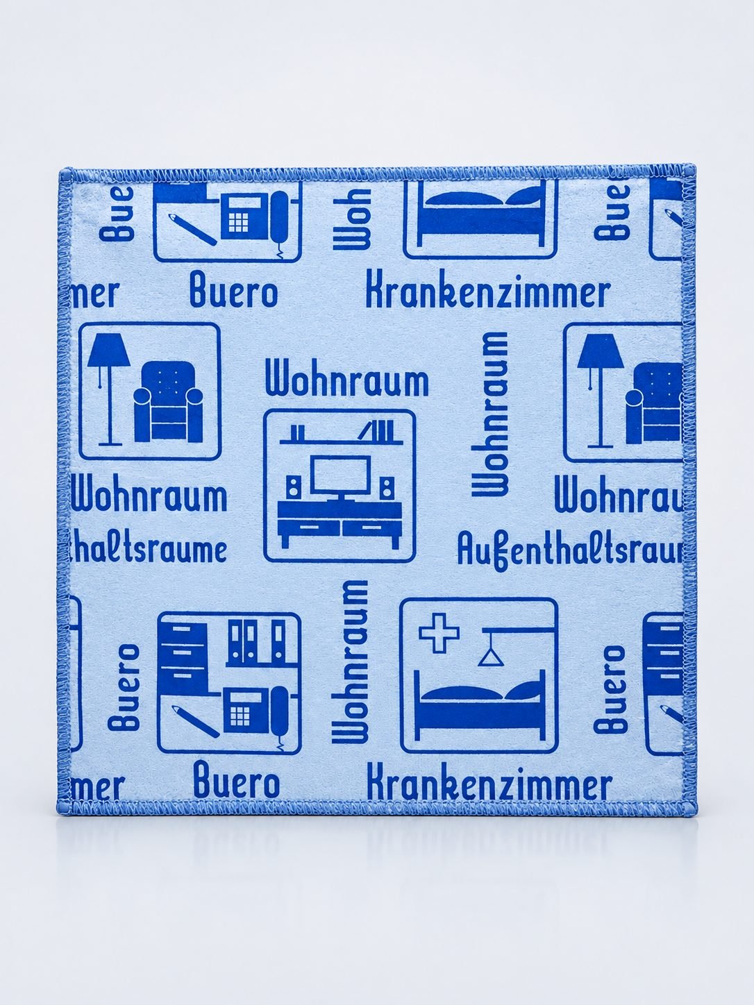 Laveta Microfibră ULTRA cu Pictograme 40×40 cm, 43 g Albastru pt Spații Administrative