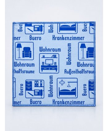 Laveta Microfibră ULTRA cu Pictograme 40×40 cm, 43 g Albastru pt Spații Administrative