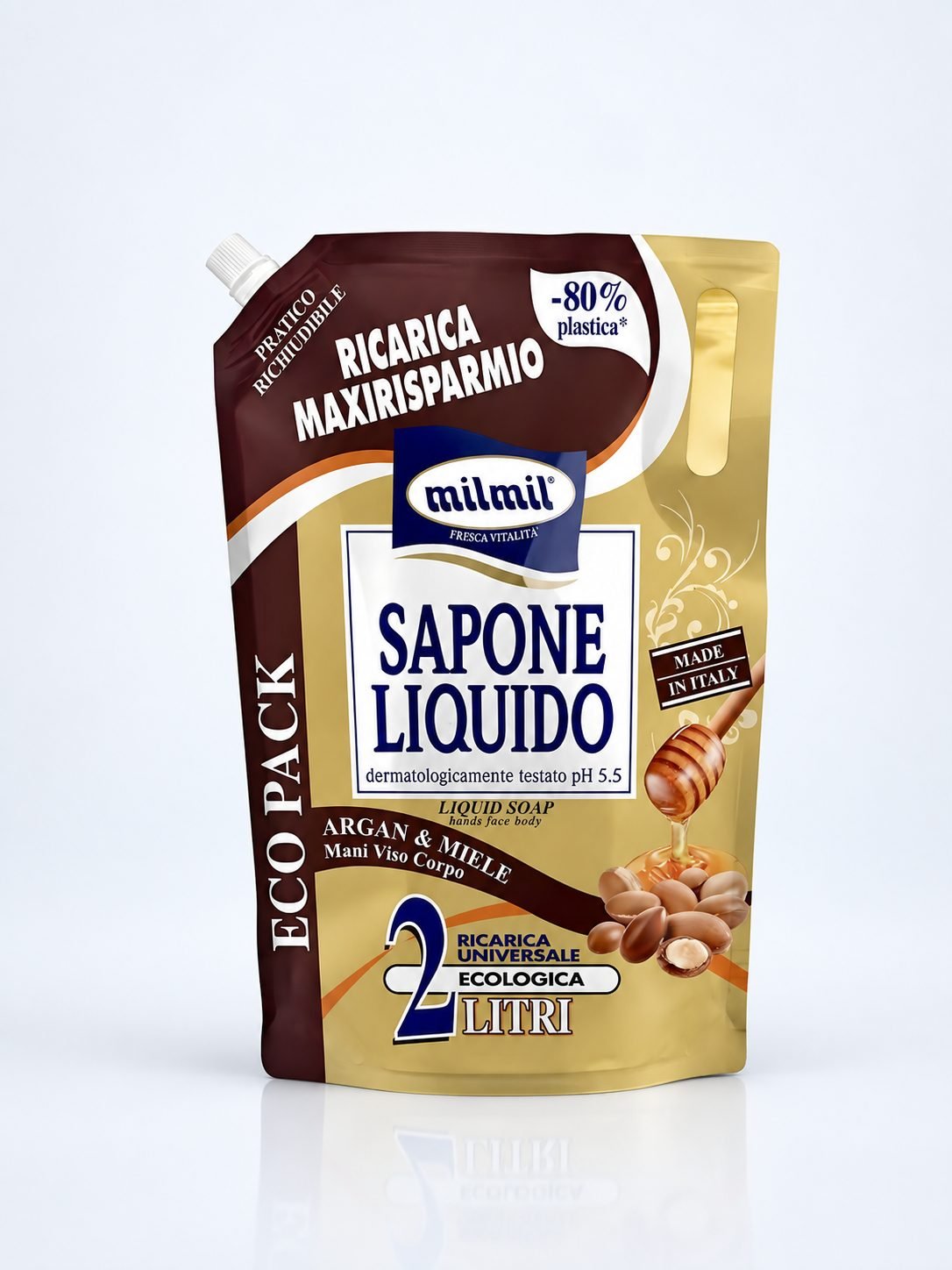 Săpun Lichid Argan și Miere MilMil 2L – Hidratare și Protecție pentru Pielea Sensibilă