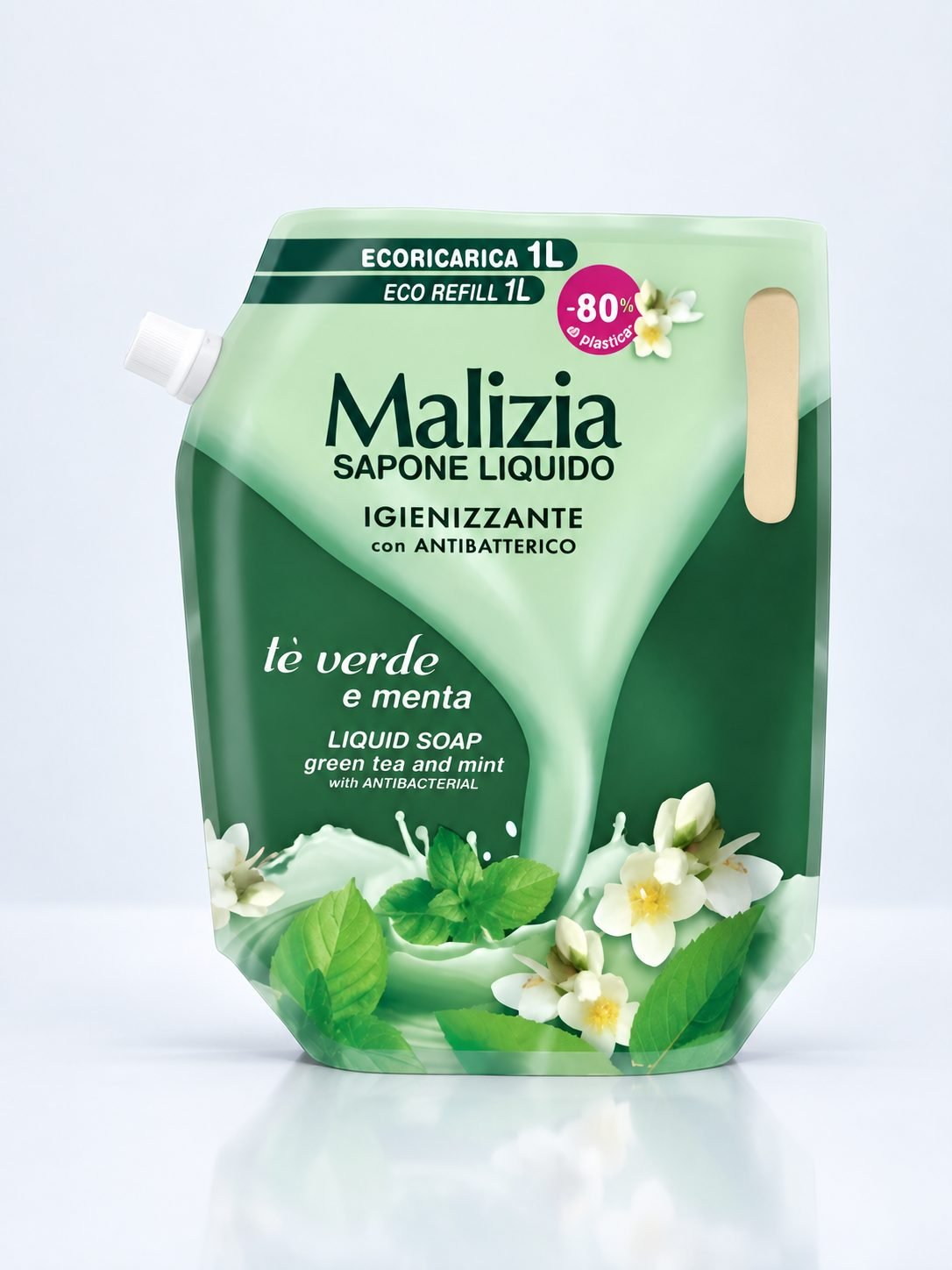 Săpun Lichid Malizia Ceai Verde și Mentă 1L – Igienizare Revigorantă cu Efect Antibacterian