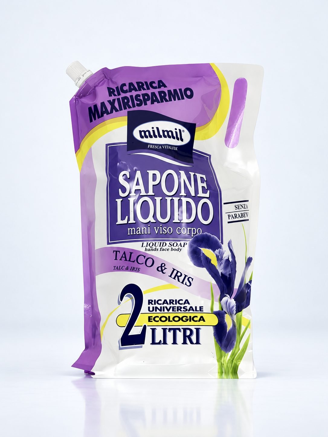 Săpun Lichid Talc și Iris MilMil 2L – Delicatețe și Hidratare pentru Pielea Sensibilă