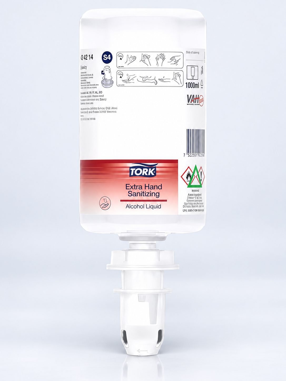Dezinfectant pentru Mâini Tork S4 - Produs Biocid cu Alcool, Rezervă 1000 ml, Cod 424214