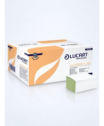 Prosoape de maini din hartie reciclata verde, 1 strat, 5000 buc, 20 pach x 250 servetele, 21,5 x 25 cm, Lucart 863063