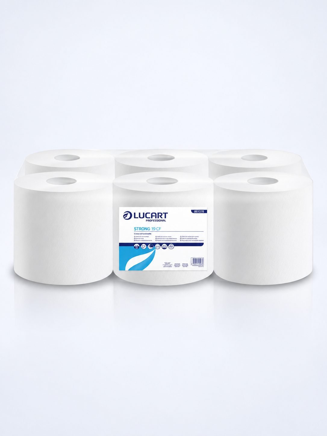 Prosoape de hartie tip rola, 2 straturi, 100% celuloza, albe, 100 metri, 435 portii, Lucart 861078, pachet 6 role