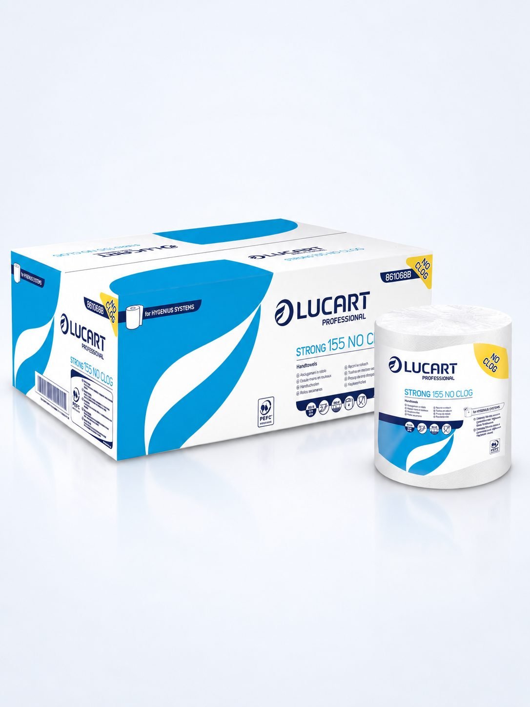 Prosoape de hartie rola Autocut, 2 straturi, 100% celuloza, 155 metri, consum redus 45%, Lucart 861126, pachet 6 role
